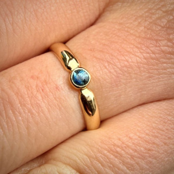 Bague "ÉMOTION" Saphir Bleu Vert Or Jaune 750 - 18 carats
