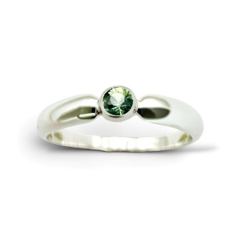 Bague "ÉMOTION" Saphir Bleu Vert Or Blanc 750 - 18 carats