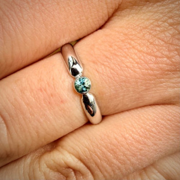 Bague "ÉMOTION" Saphir Bleu Vert Or Blanc 750 - 18 carats
