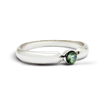 Bague "ÉMOTION" Saphir Bleu Vert Or Blanc 750 - 18 carats