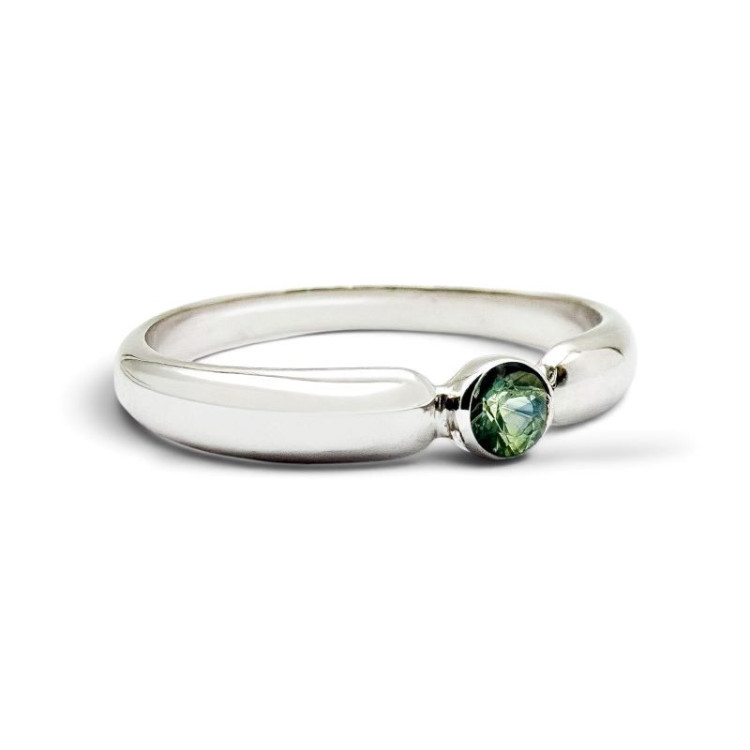 Bague "ÉMOTION" Saphir Bleu Vert Or Blanc 750 - 18 carats