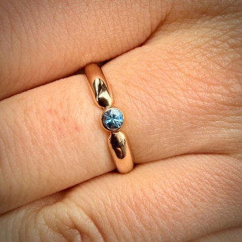 Bague "ÉMOTION" Saphir Bleu Vert Or rose 750 - 18 carats
