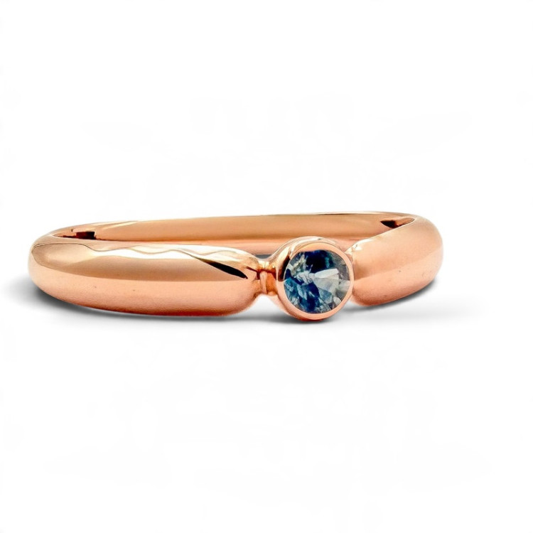 Bague "ÉMOTION" Saphir Bleu Vert Or rose 750 - 18 carats
