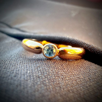 Bague "ÉMOTION" Saphir Bleu Vert Or rose 750 - 18 carats