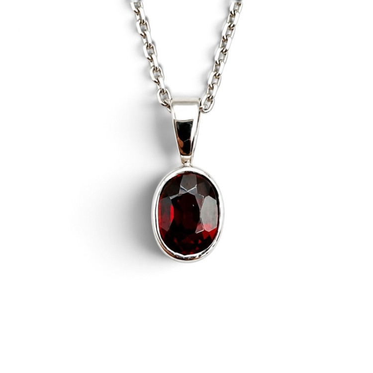 Collier pendentif grenat argent 925