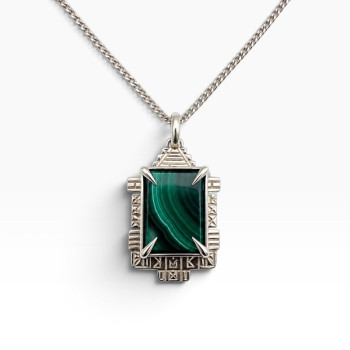 Collier pendentif Malachite argent 925 Piècec unique