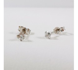 Boucles d'Oreilles Puces Oxydes de Zirconium Or Blanc 750 - 18 carats