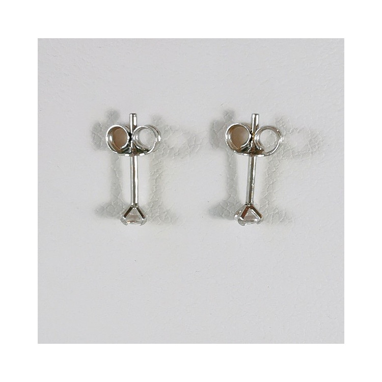 Boucles d'Oreilles Puces Oxydes de Zirconium Or Blanc 750 - 18 carats