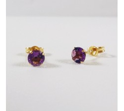 Boucles D'oreilles Puces Améthyste Or Jaune 750 (18 carats)