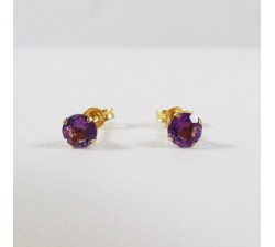 Boucles D'oreilles Puces Améthyste Or Jaune 750 (18 carats)