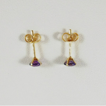 Boucles D'oreilles Puces Améthyste Or Jaune 750 - 18 carats