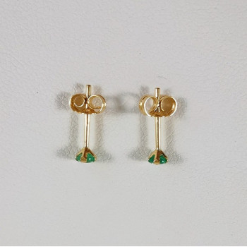 Boucles d'Oreilles Puces Emeraude Or Jaune 750 - 18 carats