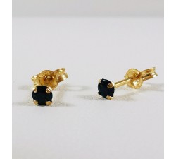 Boucles d'Oreilles Puces Saphir Or Jaune 750 - 18 carats
