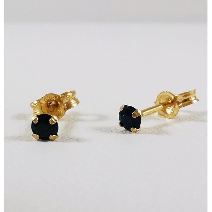 Boucles d'Oreilles Puces Saphir Or Jaune 750 - 18 carats