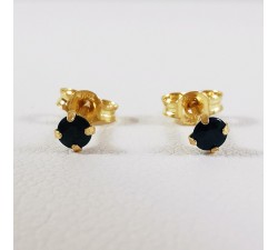 Boucles d'Oreilles Puces Saphir Or Jaune 750 - 18 carats