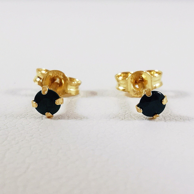 Boucles d'Oreilles Puces Saphir Or Jaune 750 - 18 carats