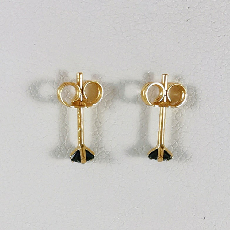 Boucles d'Oreilles Puces Saphir Or Jaune 750 - 18 carats