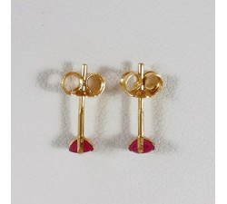 Boucles d'Oreilles Puces Rubis Or Jaune 750 - 18 carats