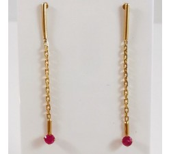 Boucles d'Oreilles Pendantes Rubis Or Jaune 750 - 18 carats