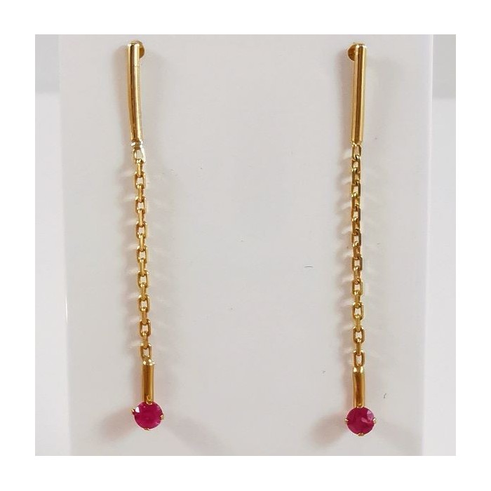 Boucles d'Oreilles Pendantes Rubis Or Jaune 750 - 18 carats Boucles d'Oreilles Pendantes Rubis Or Jaune 750 - 18 carats