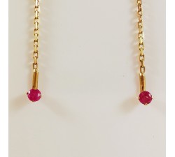 Boucles d'Oreilles Pendantes Rubis Or Jaune 750 - 18 carats