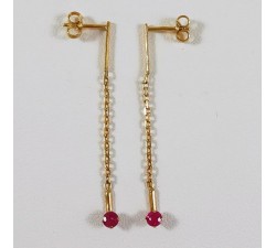 Boucles d'Oreilles Pendantes Rubis Or Jaune 750 - 18 carats
