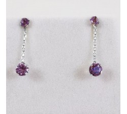 Boucles d'Oreilles Pendantes Améthyste Or Blanc 750 - 18 carats