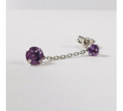 Boucles d'Oreilles Pendantes Améthyste Or Blanc 750 - 18 carats
