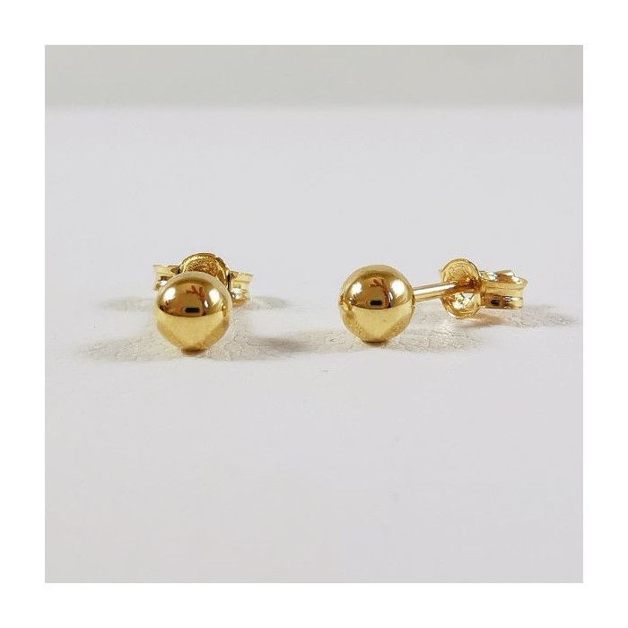 Boucles d'Oreilles Puces Boules Or Jaune 750 - 18 carats