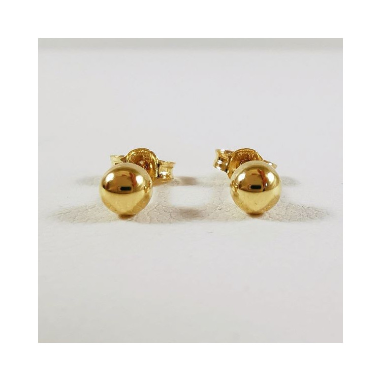 Boucles d'Oreilles Puces Boules Or Jaune 750 - 18 carats