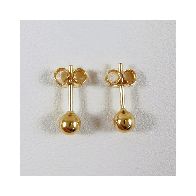 Boucles d'Oreilles Puces Boules Or Jaune 750 - 18 carats