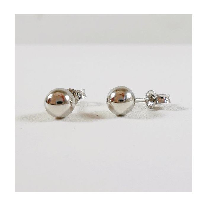 Boucles d'Oreilles Puces Boules Or Blanc 750 - 18 carats Boucles d'Oreilles Puces Boules Or Blanc 750 - 18 carats