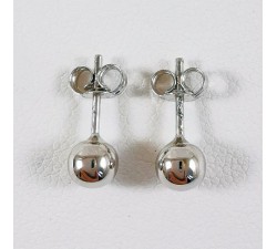Boucles d'Oreilles Puces Boules Or Blanc 750 - 18 carats