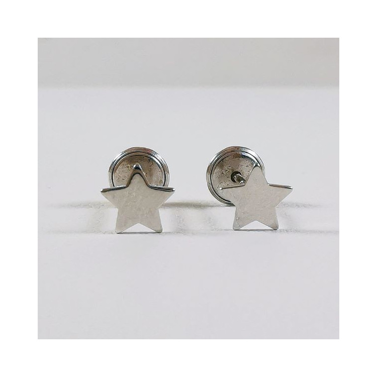 Boucles d'Oreilles Enfants Puces Etoile Or Blanc 750 - 18 carats