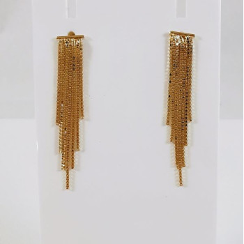 Boucles d'Oreilles Chaîne Pendantes Or Jaune 750 - 18 carats