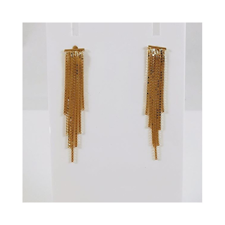 Boucles d'Oreilles Chaîne Pendantes Or Jaune 750 - 18 carats