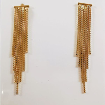 Boucles d'Oreilles Chaîne Pendantes Or Jaune 750 - 18 carats