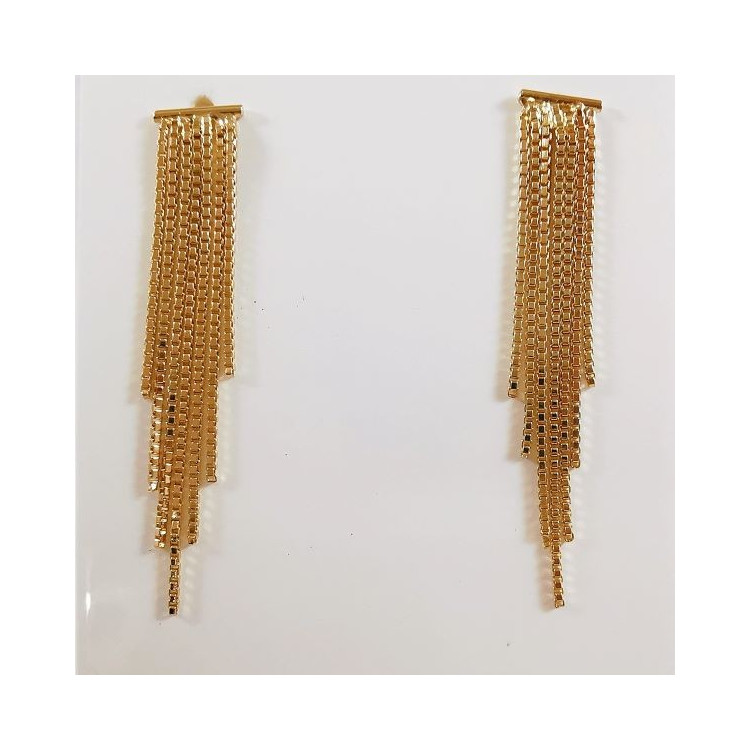 Boucles d'Oreilles Chaîne Pendantes Or Jaune 750 - 18 carats