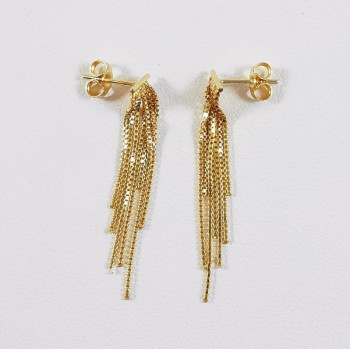 Boucles d'Oreilles Chaîne Pendantes Or Jaune 750 - 18 carats
