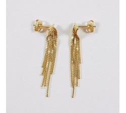 Boucles d'Oreilles Chaîne Pendantes Or Jaune 750 - 18 carats