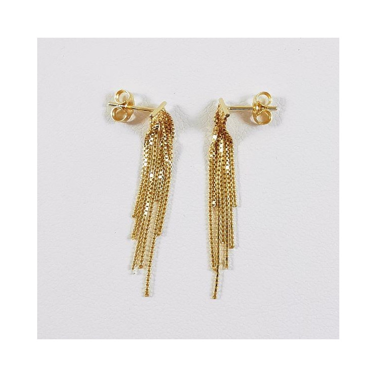 Boucles d'Oreilles Chaîne Pendantes Or Jaune 750 - 18 carats