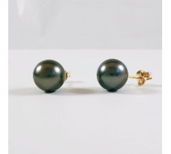 Boucles d'Oreilles Perle de Tahiti Or Jaune 750 - 18 carats