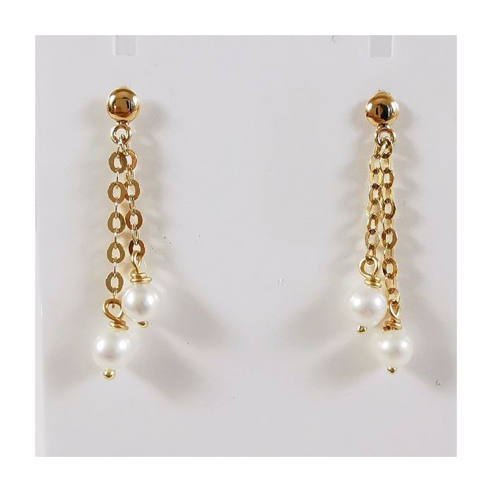 Boucles d'Oreilles Pendantes Perle Or Jaune 750 - 18 carats Boucles d'Oreilles Pendantes Perle Or Jaune 750 - 18 carats