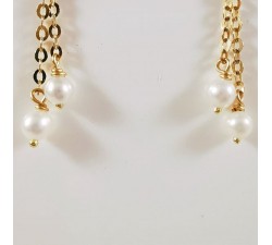 Boucles d'Oreilles Pendantes Perle Or Jaune 750 - 18 carats
