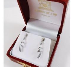 Boucles d'Oreilles Pendantes Diamants Or Blanc 750 - 18 carats