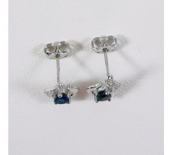 Boucles d'Oreilles Saphir Diamants Or Blanc 750 - 18 carats