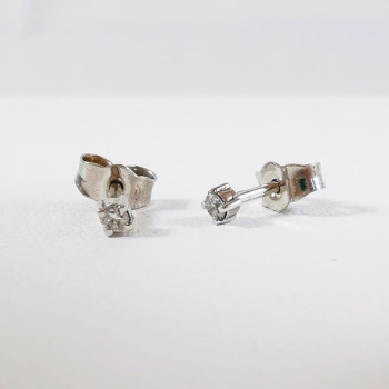 Boucles d'Oreilles Puces "Iconic" Diamants  2 x 0.03 ct Or Blanc 750 - 18 carats