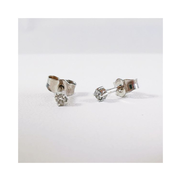 Boucles d'Oreilles Puces "Iconic" Diamants  2 x 0.03 ct Or Blanc 750 - 18 carats