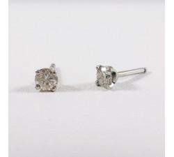 Boucles d'Oreilles "iconic" Puces Diamants 2 x 0.11 ct Or Blanc 750 - 18 carats