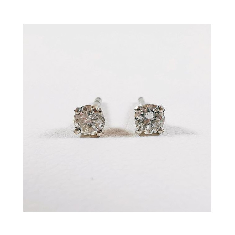 Boucles d'Oreilles Puces "Iconic" Diamants 2 x 0.11 ct Or Blanc 750 - 18 carats